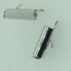 12mm Slide Tube end cap, pack of 2 pcs, silver plated