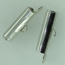 15mm Slide Tube end cap, pack of 2 pcs, silver plated