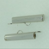 20mm Slide Tube end cap, pack of 2 pcs, silver plated