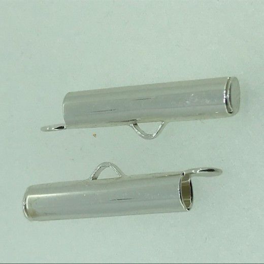 20mm Slide Tube end cap, pack of 2 pcs, silver plated