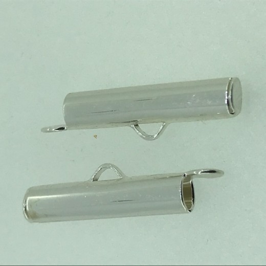 20mm Slide Tube end cap, pack of 2 pcs, silver plated