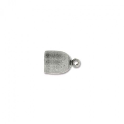 Bullet End Cap 6mm, Antique Silver, 1 Set of 2 pieces