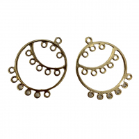 Chandelier Earring 35x33mm, 14 Rings, Gold, 1 Pair