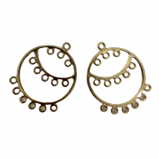 Chandelier Earring 35x33mm, 14 Rings, Gold, 1 Pair