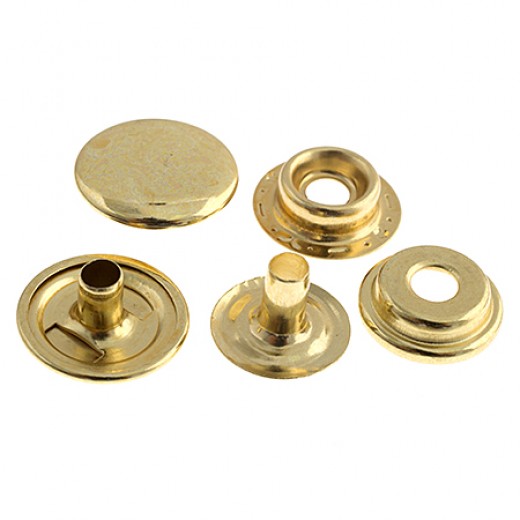 15mm Gold Leather Snaps by Metal Complex, Pack of 20 (10 Sets)