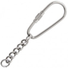 Silver Colour, Large Oval Key Chain, Carabiner Style With Screw Clasp. Pack of 5