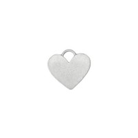 Matte Silver Plated Pewter Heart with Loop, 7/8"