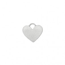 Matte Silver Plated Pewter Heart with Loop, 7/8"
