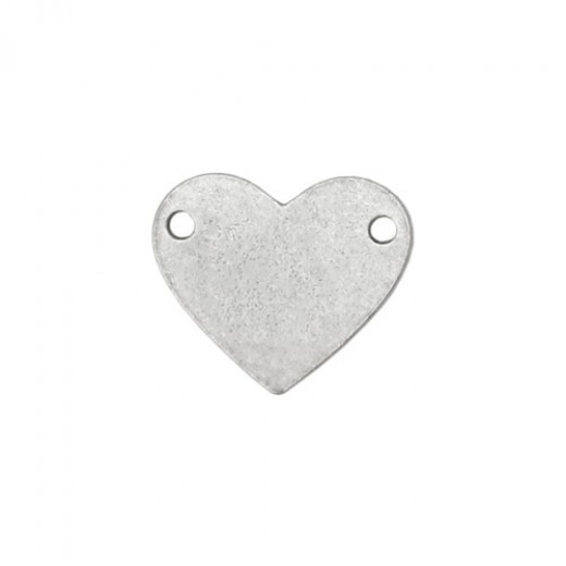 Matte Silver Plated Pewter Heart, 1 3/4 x 1/4"