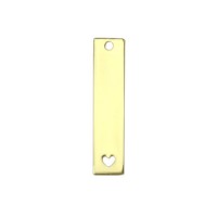 Gold Plated Pewter Rectangle with Heart, 1 3/8 x 1/2"
