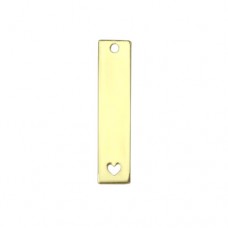 Gold Plated Pewter Rectangle with Heart, 1 3/8 x 1/2"