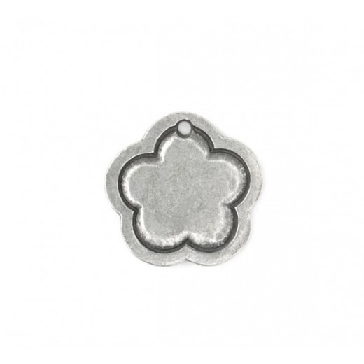 Pewter Large Flower, 25mm Border Blank