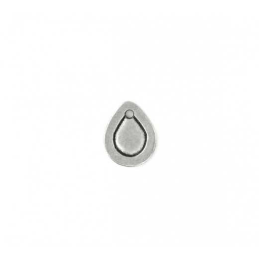 Pewter Small Drop, 14mm Border Blank, pack of 2