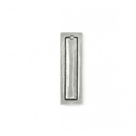 Pewter Small Rectangle, 10 x 32mm pendant or stamping blank Border