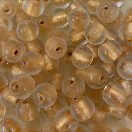 10mm Gold Foiled Round Beads, Pale Yellow, Pack of 10