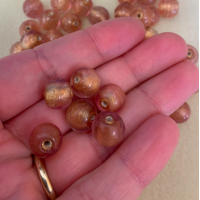 Bulk Bag 10mm Foiled Round Beads, Peach, Approx 250 Grams
