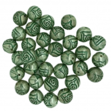 One Off Wonder - Green Patina 14mm Rosebud Beads, Pack of 32