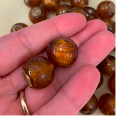 Bulk Bag 18mm Foiled Round Beads, Brown Topaz, Approx 250 Grams