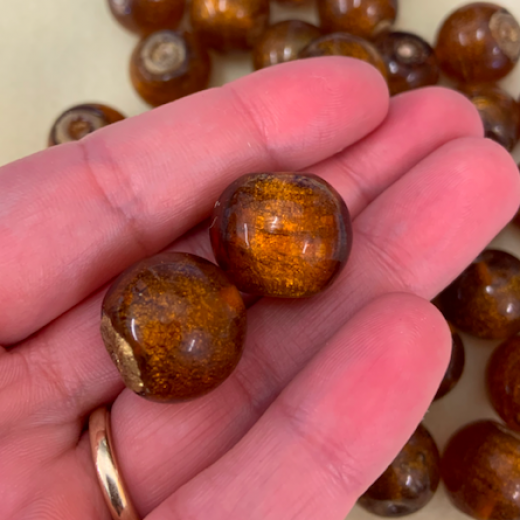 Bulk Bag 18mm Foiled Round Beads, Brown Topaz, Approx 250 Grams