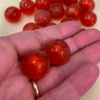 Bulk Bag 18mm Gold Foiled Round Beads, Orange, Approx 250 Grams
