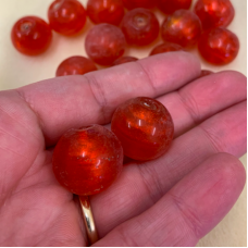 Bulk Bag 18mm Gold Foiled Round Beads, Orange, Approx 250 Grams