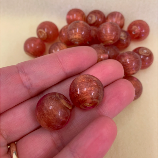 Bulk Bag 18mm Gold Foiled Round Beads, Peach, Approx 250 Grams