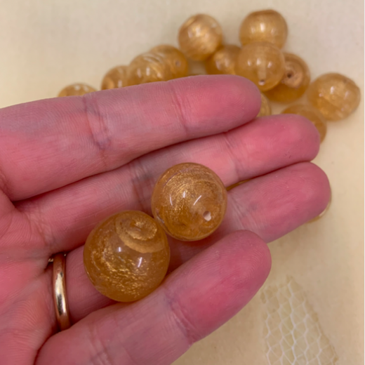 Bulk Bag 18mm Gold Foiled Round Beads, Pale Yellow, Approx 250 Grams