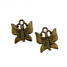 17x19mm Brass Butterfly Charms, Pack of 6