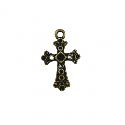 Fancy Cross Charms, Antique Brass, Pack of 4