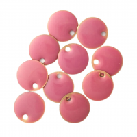 Enamel Circle Tag Charms in Dark Pink, pack of 10