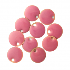 Enamel Circle Tag Charms in Pink, pack of 10
