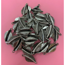 Bulk Bag - Tibetan Silver Leaf Charms x 50