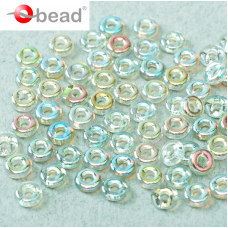 Crystal Green Rainbow O Beads 1 x 3.8mm, Approx 6 Grams