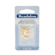 Cord Ends, Fold-Over, 4.4mm (.173 in) O.D., 11.5mm (.452 in) length, Gold Color ...