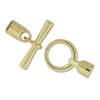 Bulk Bag, Large Glue-in Toggle Clasps, I.D 6.2mm, Gold, Pack of 12