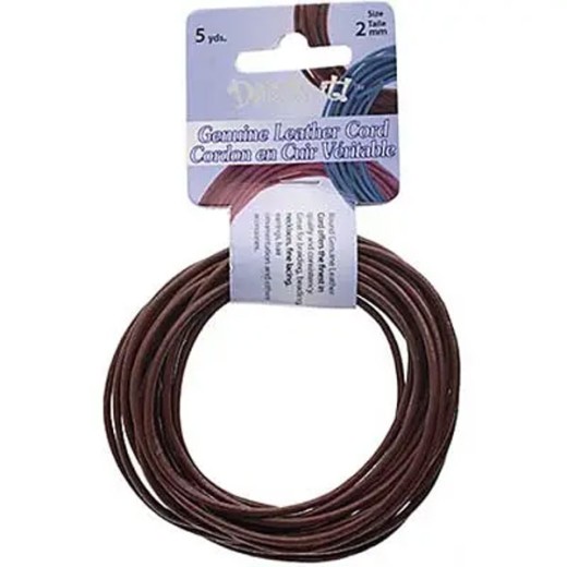 Genuine Leather Cord  2mm Round Eathy red-brown 5yds