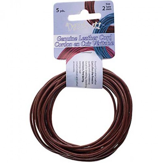 Dazzle-It Genuine Leather Cord 2mm Round Earthy Red 5yds