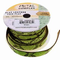 Green Faux Snakeskin 10x2mm Leather, 3 Metre Reel