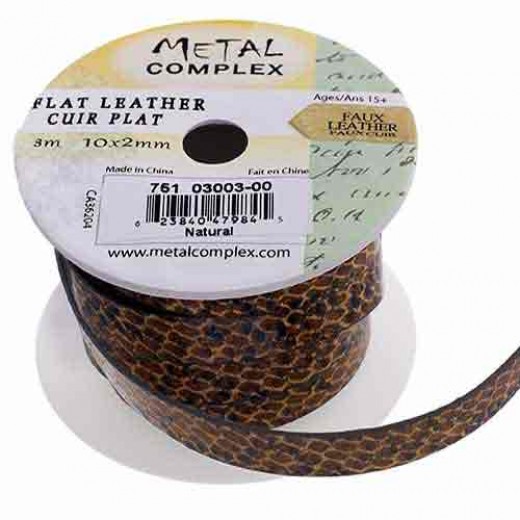 Natural Faux Snakeskin 10x2mm Leather in multiples of 20cm