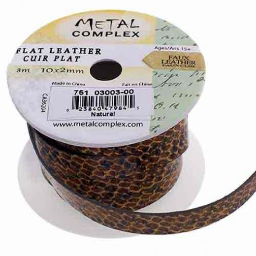 Natural Faux Snakeskin 10x2mm Leather in multiples of 50cm