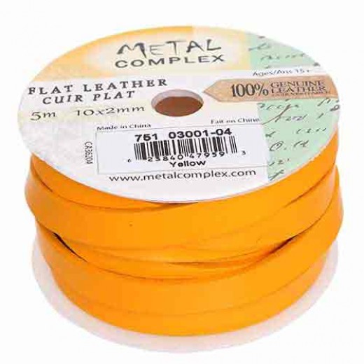 Yellow 10x2mm Leather in multiples of 50cm