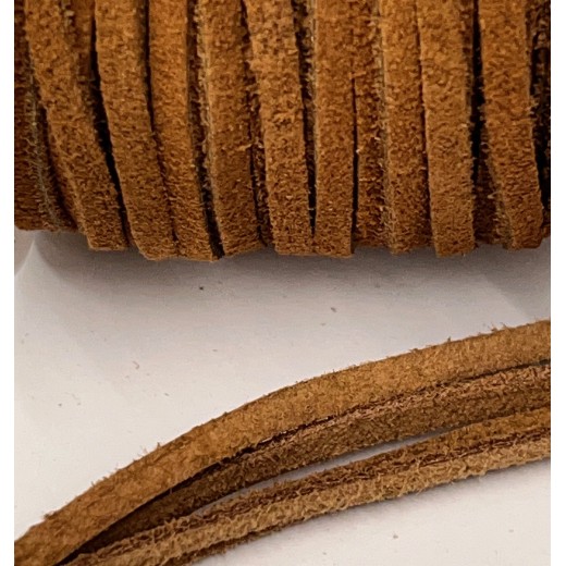 3.2mm flat Leather lacing Cord, brown, 5m length