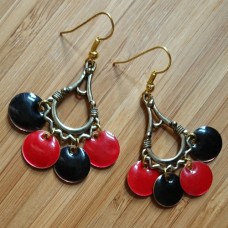 Quick Kits - Fiesta Enamel Circle Charm Earrings Kit - Red & Black