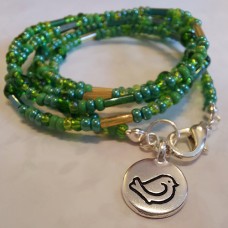Green Dove Charm Seed Bead Wrap Bracelet Kit