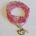 Pink Dove and Feather Charm Seed Bead Wrap Bracelet Kit