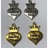 Beading Diva Charms, Gold and Silver Colour, 24 x 16mm, Pack of 4. Beading Diva Charms, Gold and Silver Colour, 24 x 16mm, Pack of 4.