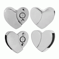 Silver Magnetic Heart Clasp, for 10 x 2mm Flat Leather