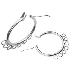 Chandelier Earrings (7 Ring Design) Rhodium Plated -1 pr