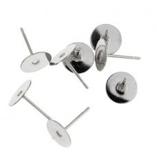 8 mm Ear Studs, Antique Silver Colour - Pack of 5 Pairs.