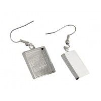 Silver Handmade Bezel, Square Earrings, 16 x 2mm